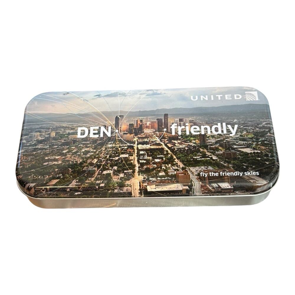 United‎ Airlines Special Edition Amenity Kit Metal Tin Den Denver New Unsealed